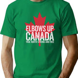 Elbows Up Canada T Shirt True North Strong And Free Maple Leaf Hockey Fan Gift - Green