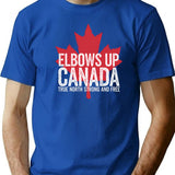 Elbows Up Canada T Shirt True North Strong And Free Maple Leaf Hockey Fan Gift - Blue