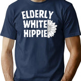 Elderly White Hippie (1) T-Shirt - Retro Graphic Tee for Men & Women - Navy