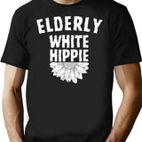 Elderly White Hippie (2) T-Shirt for Men & Women, T-Shirts Graphic Tee - Black