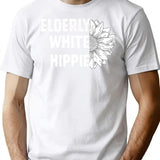 Elderly White Hippie T-Shirt for Men & Women, T-Shirts Graphic Tee - White