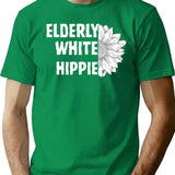 Elderly White Hippie T-Shirt for Men & Women, T-Shirts Graphic Tee - Green