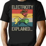 Electricity Explained... Vintage Retro T-Shirt - Retro Graphic Casual Tee - Black