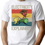 Electricity Explained... Vintage Retro T-Shirt for Men & Women, T-Shirts Graphic Tee - White