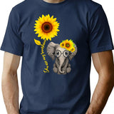Elephant Sunflower You Are My Sunshine T-Shirt - Navy
