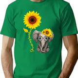 Elephant Sunflower You Are My Sunshine T-Shirt - Green
