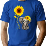 Elephant Sunflower You Are My Sunshine T-Shirt - Blue