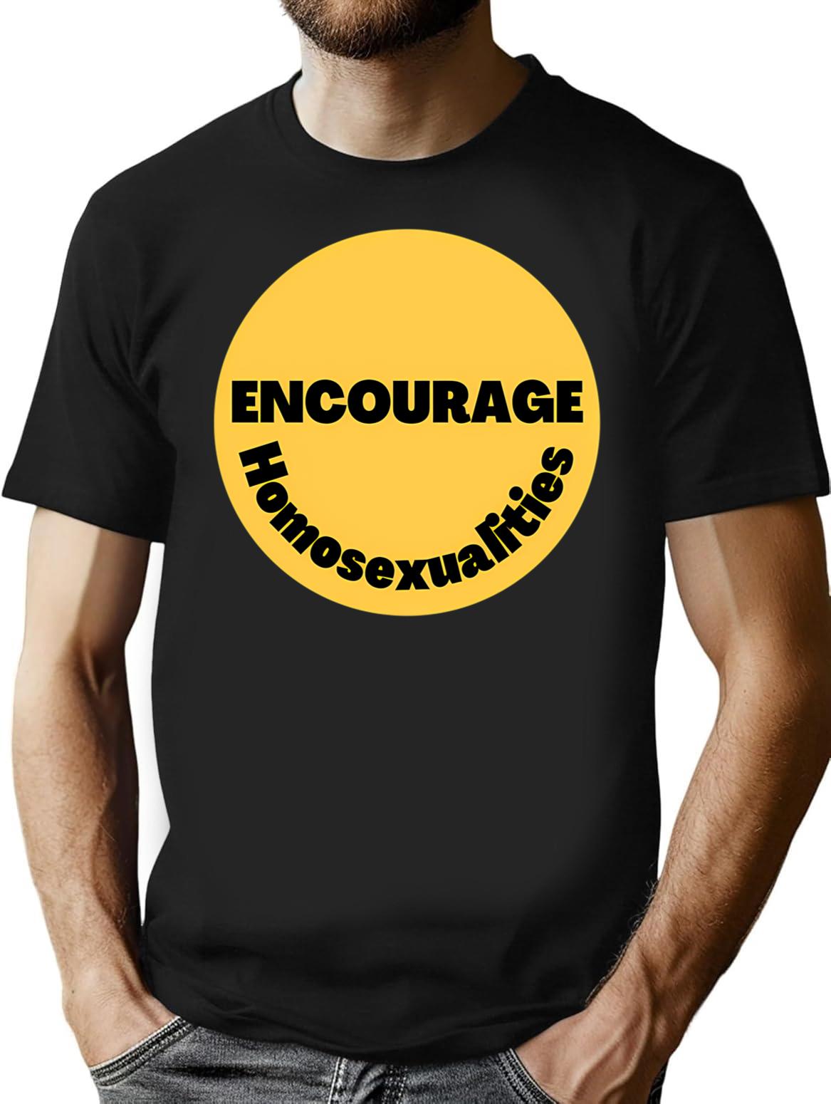 Encourage Homosexualities T-Shirt - Retro Graphic Tee for Men & Women - Black