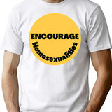 Encourage Homosexualities T-Shirt - Retro Graphic Tee for Men & Women - White