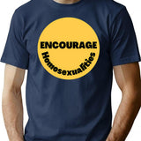 Encourage Homosexualities T-Shirt - Retro Graphic Tee for Men & Women - Navy