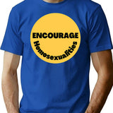 Encourage Homosexualities T-Shirt - Retro Graphic Tee for Men & Women - Blue