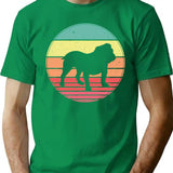 English Bulldog Vintage Retro Sunset T-Shirt for Men & Women, T-Shirts Graphic Tee - Green
