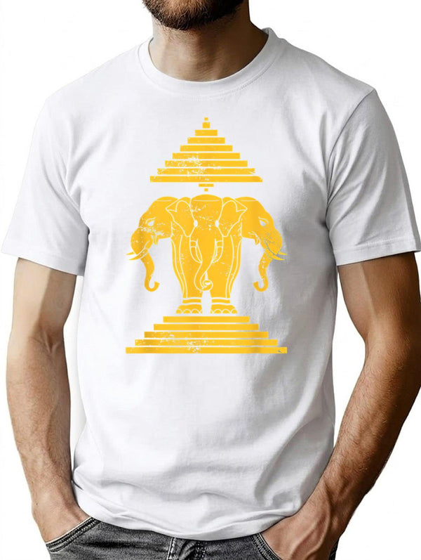 Erawan Three Headed Elephant Kingdom Of Laos T-Shirt for Men & Women, T-Shirts Graphic Tee - White
