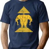 Erawan Three Headed Elephant Kingdom Of Laos T-Shirt - Navy