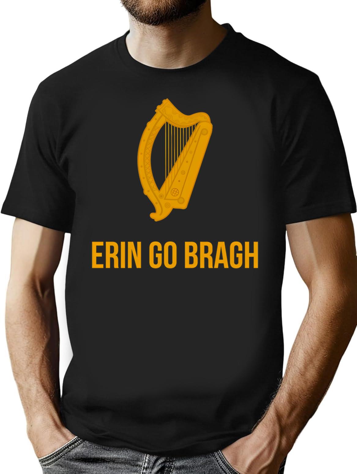 Erin Go Bragh T-shirt - Retro Graphic Tee for Men & Women - Black