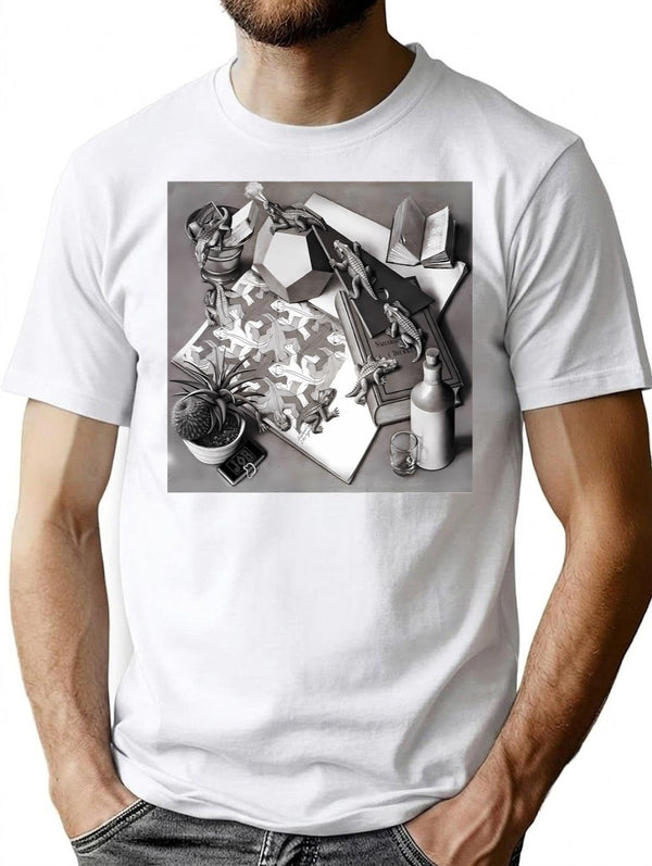 Escher Classic T Shirt T-Shirt for Men & Women, T-Shirts Graphic Tee - White