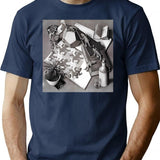 Escher Classic T Shirt - Retro Graphic Tee for Men & Women - Navy