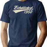 Established 1950 Cool Vintage 75th Birthday T-shirt Funny 75 Years Old Bday Gift For Women Men - Navy