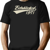Established 1971 Bday T-shirt Funny Vintage 54th Birthday Gift For Women Men - Black