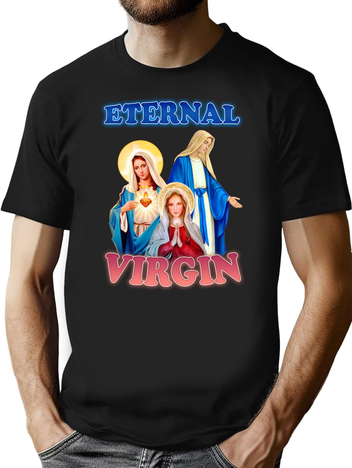 Eternal Virgin T-Shirt - Retro Graphic Tee for Men & Women - Black