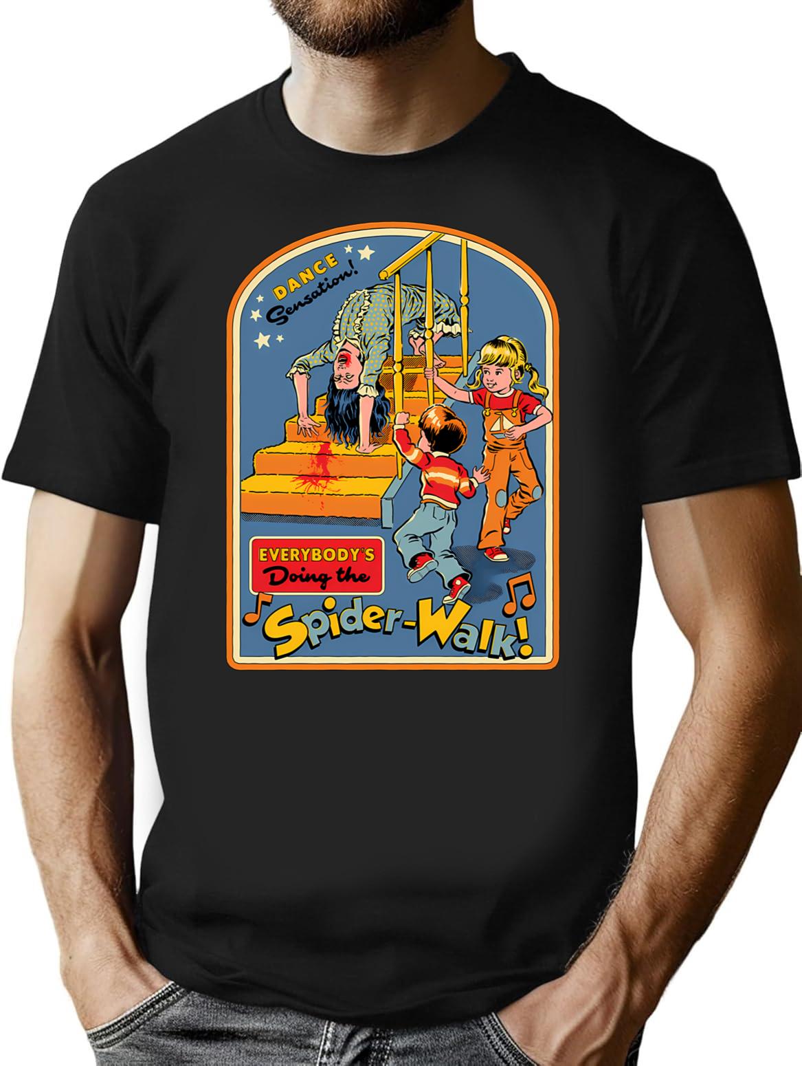 Everybody's Doing The Spider-walk T-Shirt - Retro Graphic Tee for Men & Women - Black