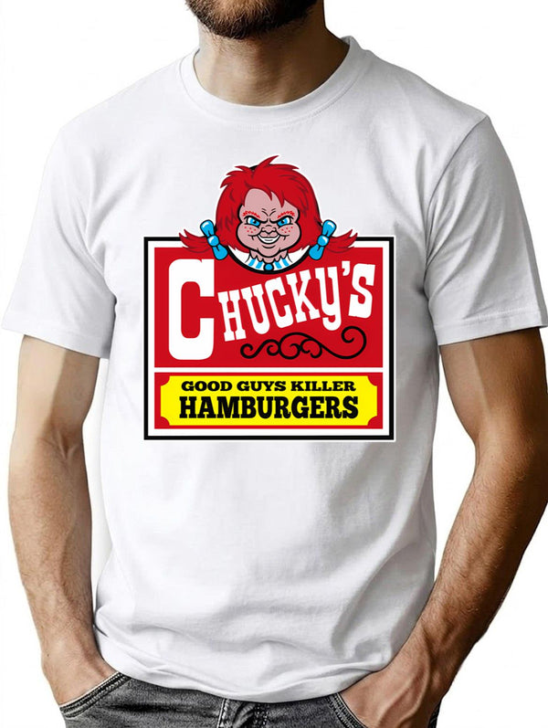 Evil Doll Burgers T-Shirt for Men & Women, T-Shirts Graphic Tee - White