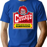 Evil Doll Burgers T-Shirt for Men & Women, T-Shirts Graphic Tee - Blue