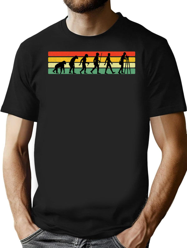 Evolution Surveyor Funny Survey Engineer Vintage Gift T-Shirt for Men & Women, T-Shirts Graphic Tee - Black