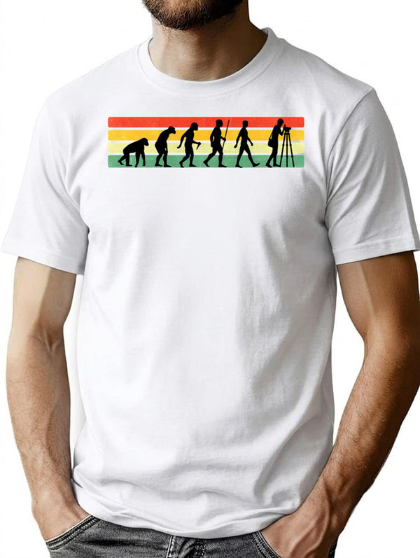 Evolution Surveyor Funny Survey Engineer Vintage Gift T-Shirt for Men & Women, T-Shirts Graphic Tee - White