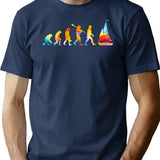 Evolution Watercolor Sailing T-Shirt - Retro Graphic Tee for Men & Women - Navy