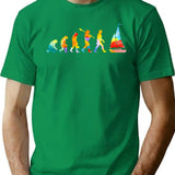 Evolution Watercolor Sailing T-Shirt - Retro Graphic Tee for Men & Women - Green