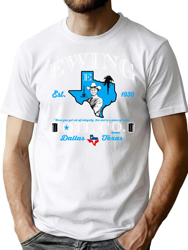 Ewing Oil Co. Dks T-Shirt for Men & Women, T-Shirts Graphic Tee - White