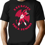 Exercise Your Demons T-Shirt - Retro Graphic Tee for Men & Women - Black