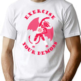 Exercise Your Demons T-Shirt - Retro Graphic Tee for Men & Women - White