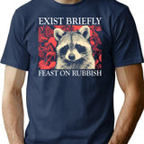 Exist Briefly Raccoon T-Shirt for Men & Women, T-Shirts Graphic Tee - Navy