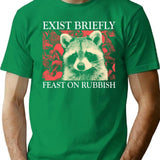Exist Briefly Raccoon T-Shirt - Retro Graphic Tee for Men & Women - Green