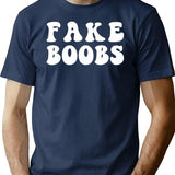 Fake Boobs - Retro Funny Relationship T-Shirt - Navy