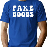 Fake Boobs - Retro Funny Relationship T-Shirt - Blue