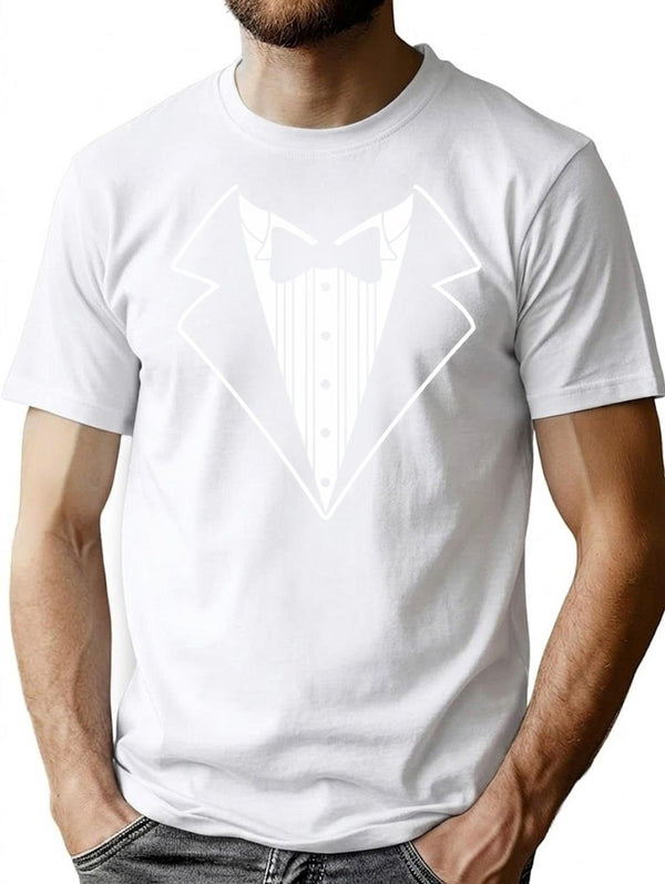 Fake Tux Tuxedo Suit Tie T-Shirt for Men & Women, T-Shirts Graphic Tee - White