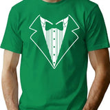 Fake Tux Tuxedo Suit Tie T-Shirt - Retro Graphic Tee for Men & Women - Green