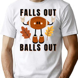 Falls Out Balls Out Funny Retro Football Art T-Shirt - White