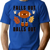 Falls Out Balls Out Funny Retro Football Art T-Shirt - Blue