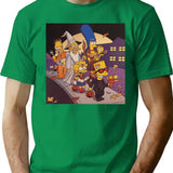 Famous Yellow Family Walk In The Street T-Shirt - Green