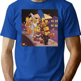 Famous Yellow Family Walk In The Street T-Shirt - Blue