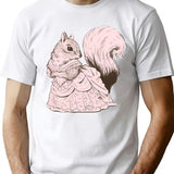 Fancy Victorian Squirrel Lady T-Shirt - Retro Graphic Tee for Men & Women - White
