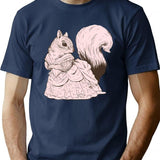 Fancy Victorian Squirrel Lady T-Shirt - Retro Graphic Tee for Men & Women - Navy