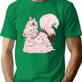 Fancy Victorian Squirrel Lady T-Shirt for Men & Women, T-Shirts Graphic Tee - Green