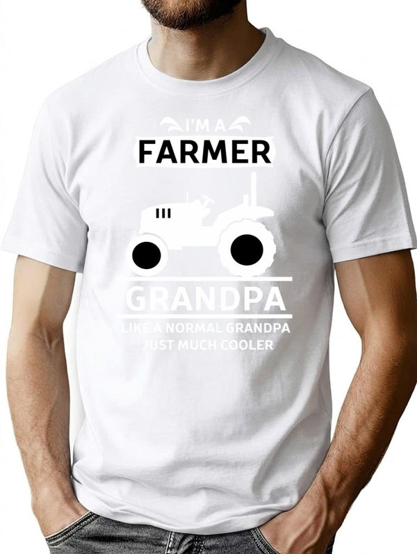 Farm Grandpa T-Shirt for Men & Women, T-Shirts Graphic Tee - White