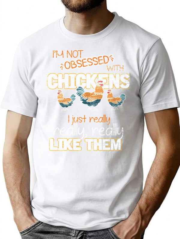 Farmer Farm Animal Chicken Funny T-Shirt for Men & Women, T-Shirts Graphic Tee - White