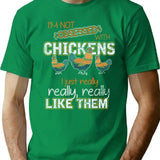 Farmer Farm Animal Chicken Funny T-Shirt - Sarcastic Humor Graphic Tee - Green